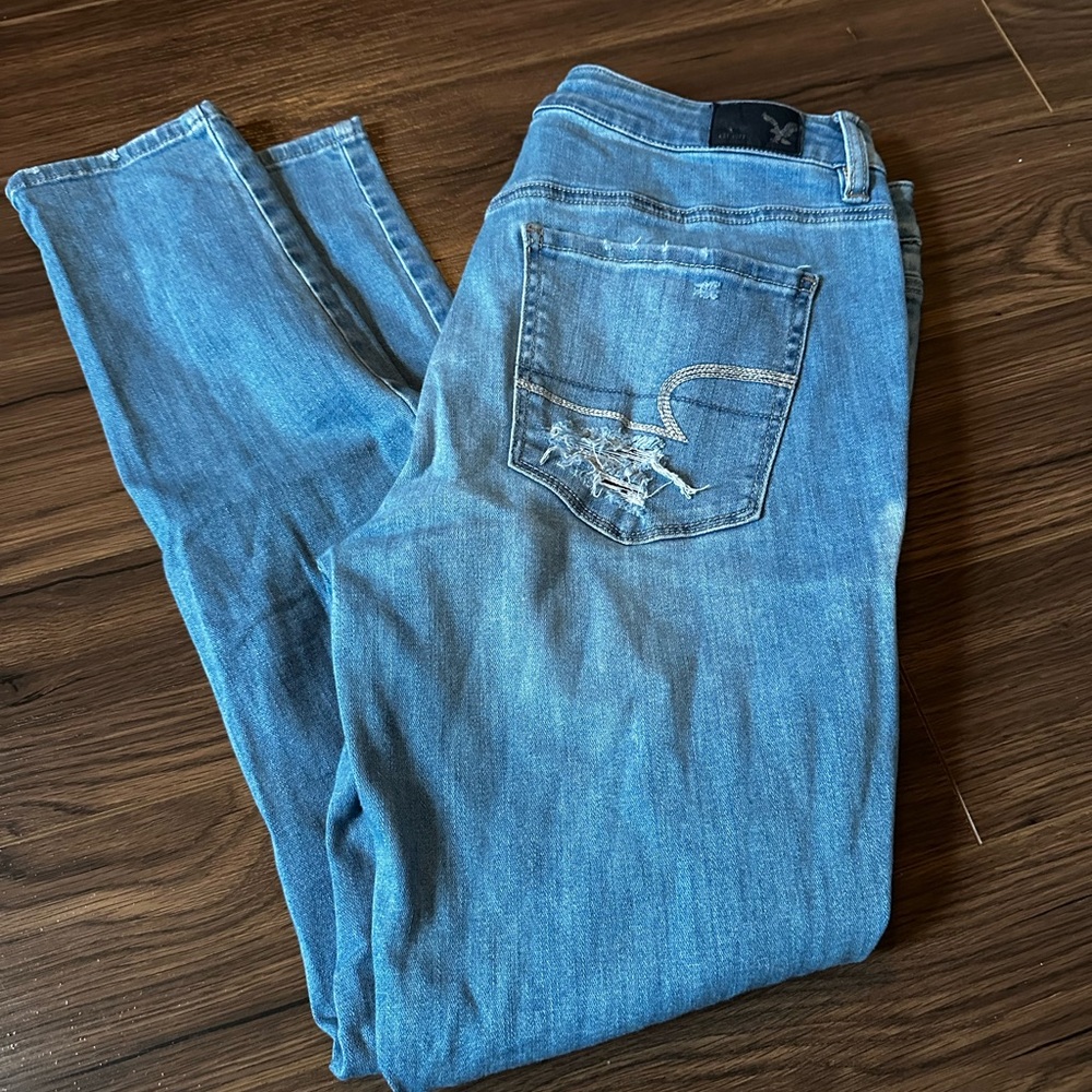 American Eagle Outfitters Blue Jeggings with Soft Denim